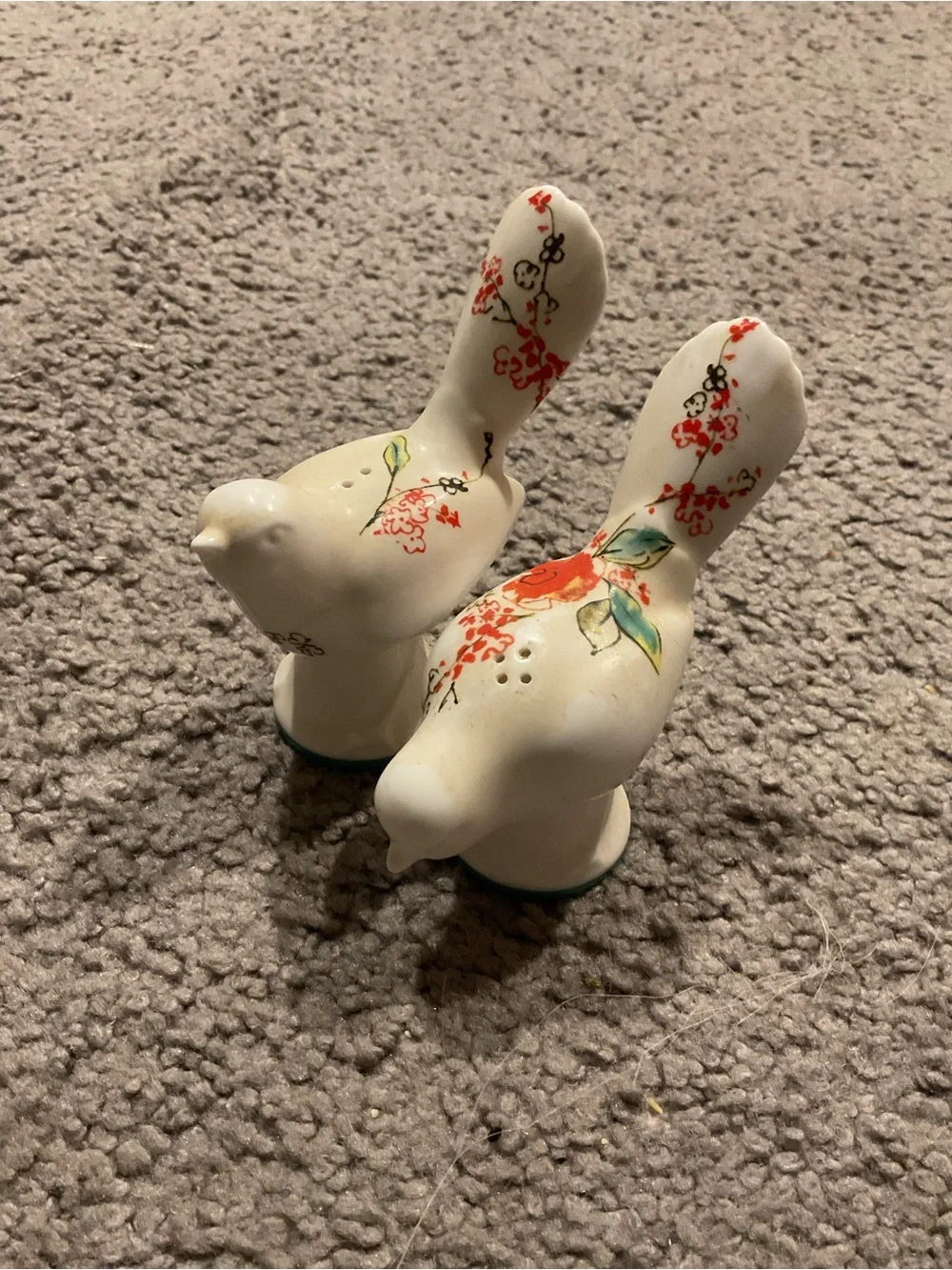 Vintage Lenox Chirp Bird Floral Flower Salt & Pepper Shakers Set White Y2K
